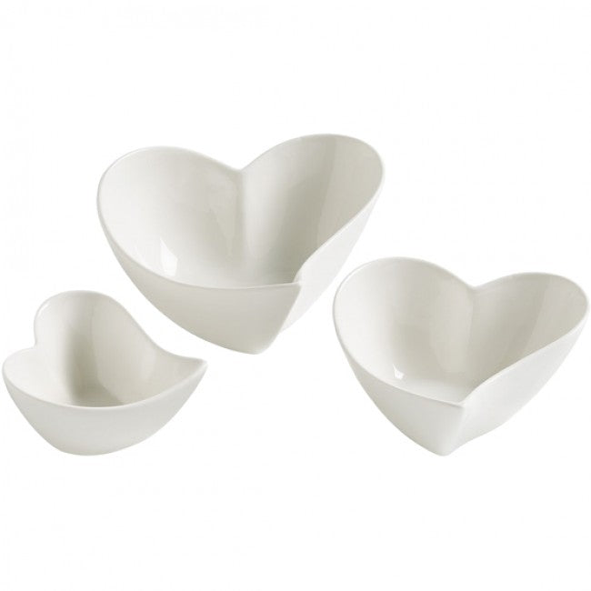 White Basics Heart Sauce & Dip Set, Set Of 3