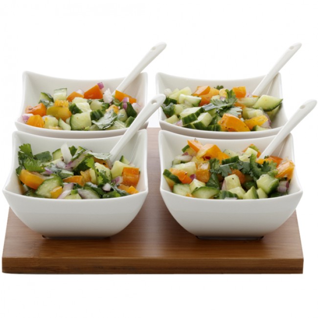 White Basics 9pc Bamboo Salsa Set