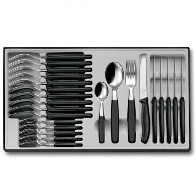 Victorinox Swiss Classic Cutlery Set, Black, 24pc