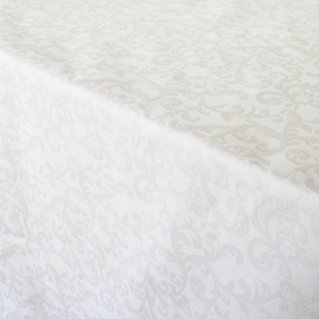 DSA Linen China Swirl White Rectangular Tablecloth
