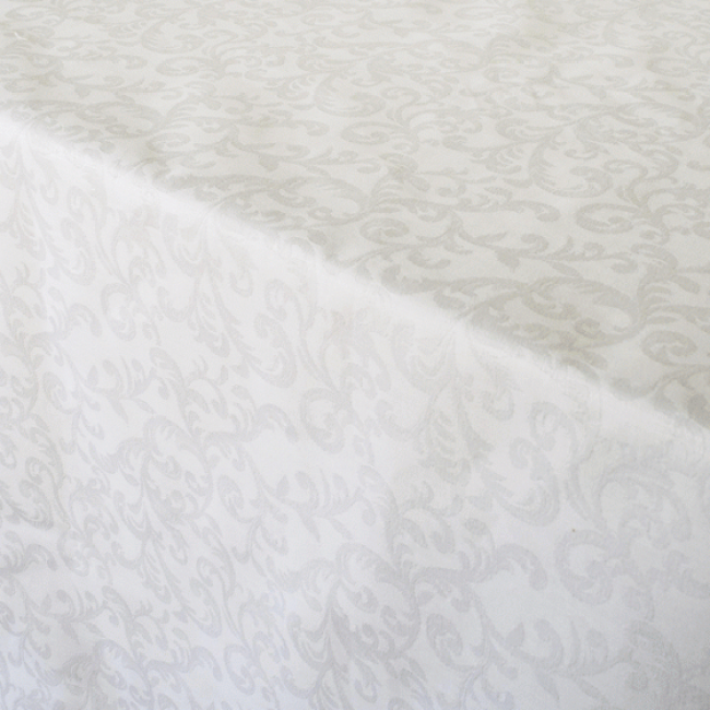 DSA Linen China Swirl White Round Tablecloth