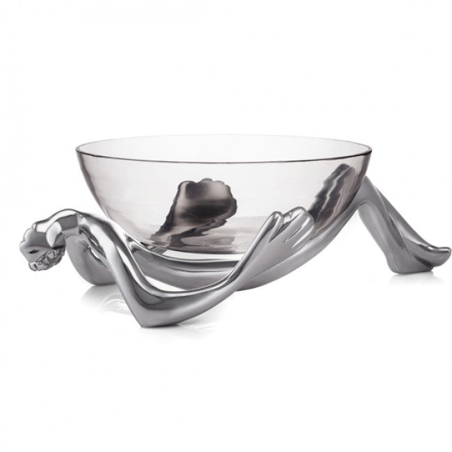 Carrol Boyes Glass Bowl On Stand, Reclining