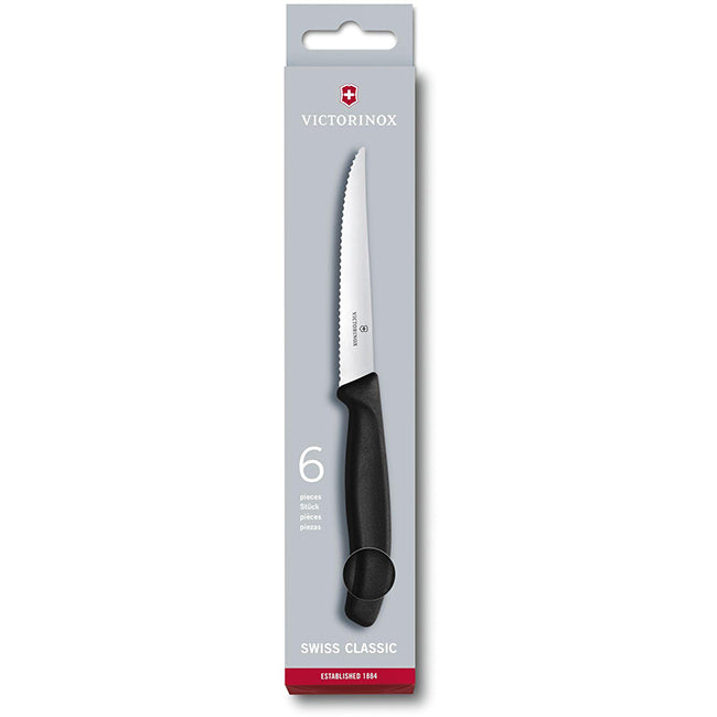 Victorinox Swiss Classic Pointed Steak Knife Set, Set Of 6 - Kale Green