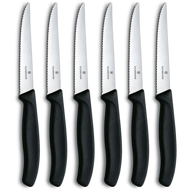 Victorinox Swiss Classic Pointed Steak Knife Set, Set Of 6 - Kale Green