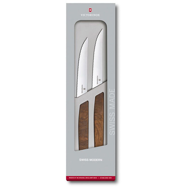 Victorinox Swiss Modern Serrated Steak Knife Set With Walnut Wood Handles