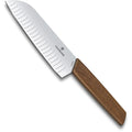 Victorinox Swiss Modern Fluted Santoku Knife With Walnut Wood Handle, 17cm