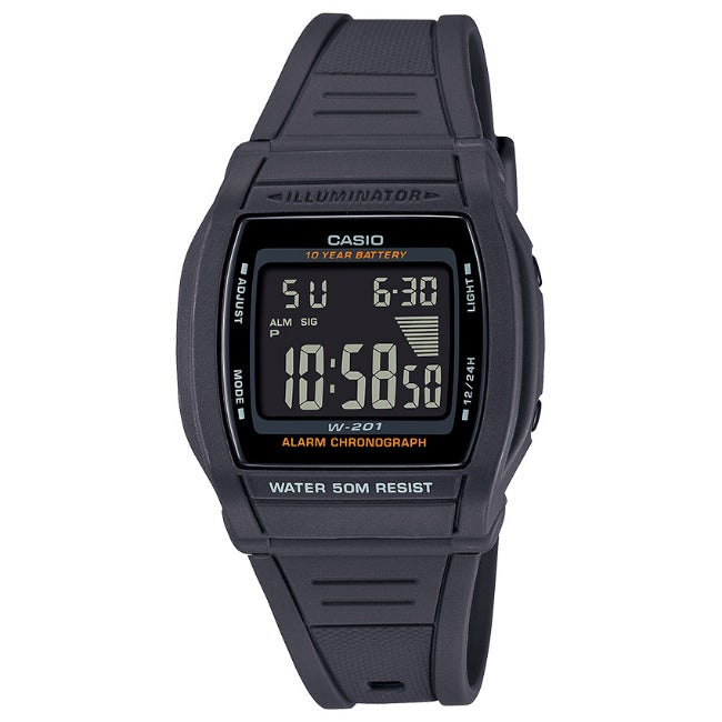 Casio Standard Men's 50m Digital Wrist Watch, W-201-1BVDF