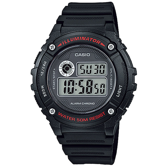Casio Standard Men's 50m Digital Wrist Watch, W-216H