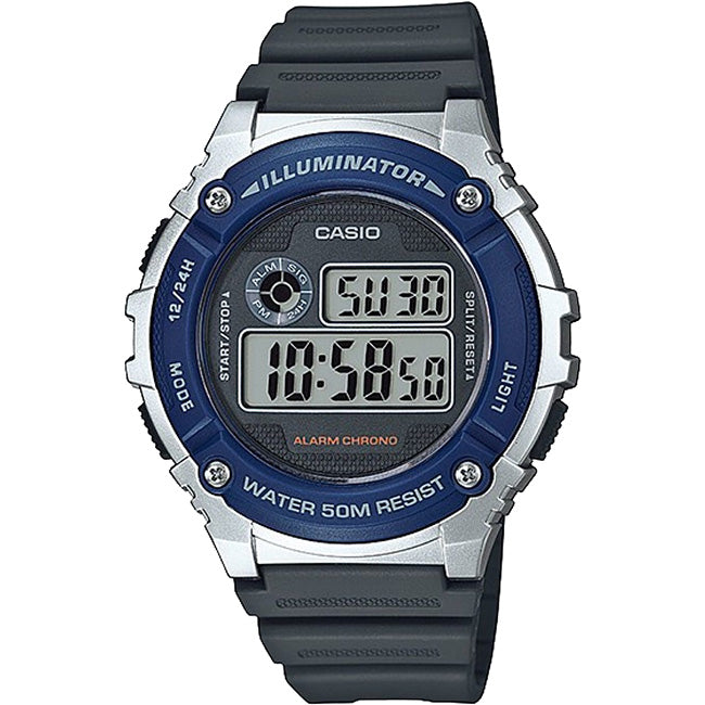 Casio Standard Men's 50m Digital Wrist Watch, W-216H