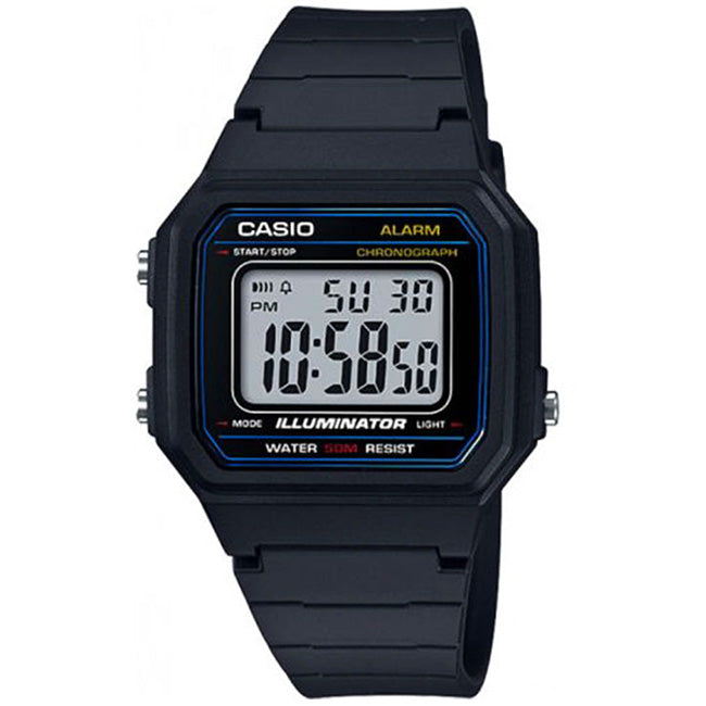 Casio Standard Men's 50m Digital Wrist Watch, W-217H