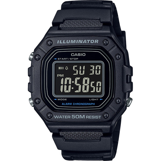Casio Standard Men's 50m Digital Wrist Watch, W-218H-1BVDF