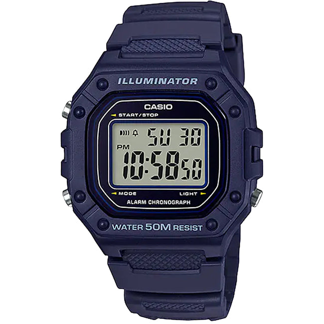 Casio Standard Men's 50m Digital Wrist Watch, W-218H