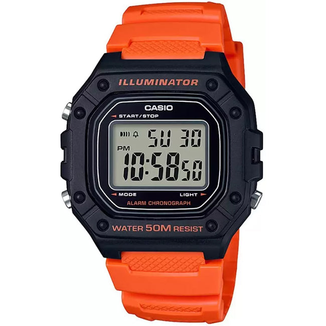 Casio Standard Men's 50m Digital Wrist Watch, W-218H
