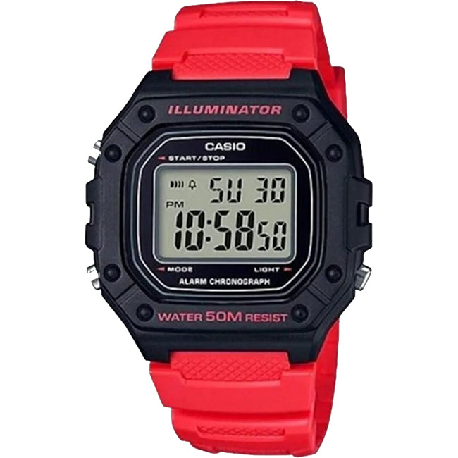 Casio Standard Men's 50m Digital Wrist Watch, W-218H