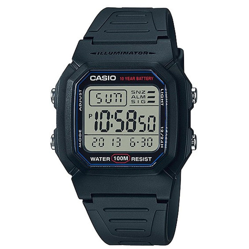 Casio Standard Men's 100m Digital Wrist Watch, W-800H