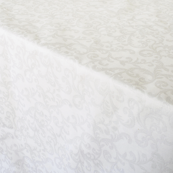 DSA Linen China Swirl White Rectangular Tablecloth