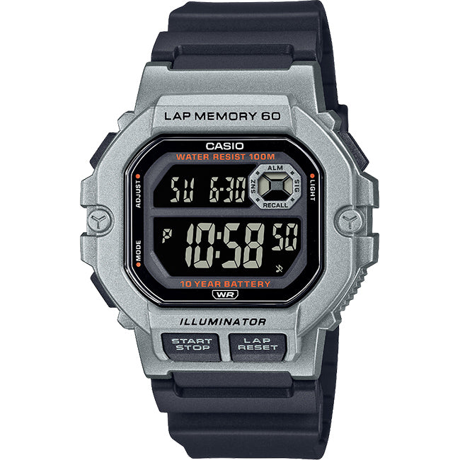 Casio Standard Men's 100m Digital Fitness Wrist Watch, WS-1400H