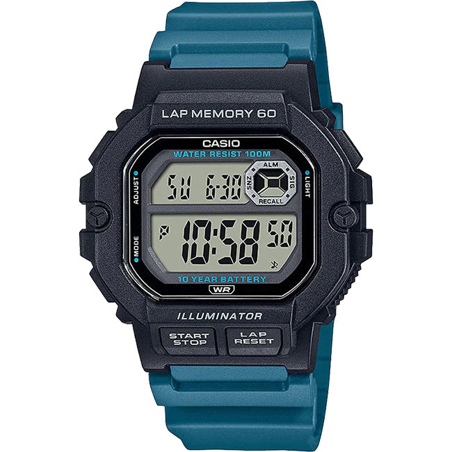 Casio Standard Men's 100m Digital Fitness Wrist Watch, WS-1400H