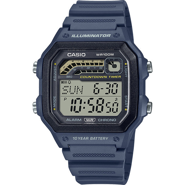 Casio Standard Men's 100m Digital Sports Wrist Watch, WS-1600H