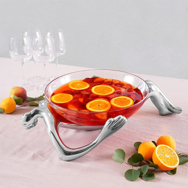 Carrol Boyes Glass Bowl On Stand, Reclining