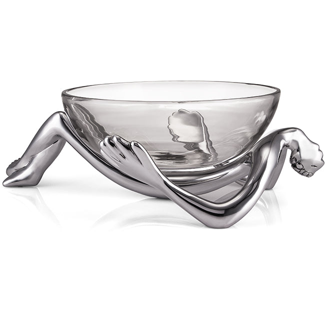 Carrol Boyes Glass Bowl On Stand, Reclining